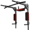 SPORTNOW Barra per Trazioni da Parete 2 in 1, Sbarra per Trazioni, Stazione Dip e Chin Up ad Alta Resistenza per Allenamento Domestico Casa Palestra, Supporta fino a 200 kg, Rosso