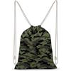 Lawenp Zaino con coulisse mimetico verde militare Borsa da palestra sportiva in tela Borsa a tracolla resistente per uomo donna