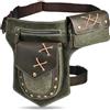 Handadsume Tela Resistente All'acqua + Vera Pelle Moto Equitazione Travel Coscia Borsa per Gambe Marsupio in Vita Per Gli Uomini Donne FB211-8 (A-Verde)