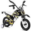 KEANO Bicicletta per bambini in stile motocross, 12 pollici, per bambini e bambine dai 2 ai 4 anni, dotata di rotelle e targa, gialla