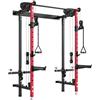 SPORTNOW Power Tower Pieghevole da Parete con Barra Trazioni Rosso