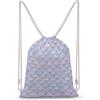 Lawenp Squame di pesce glitterate Struttura a coda di sirena Zaino con coulisse Borsa da palestra sportiva in tela Borsa a tracolla resistente per uomo donna