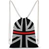 Lawenp Black Thin Red Line UK British Flag Zaino con coulisse Borsa da palestra sportiva in tela Borsa a tracolla resistente per uomo donna