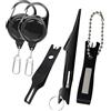 Generic Taglierina per lenza con gancio per pulire gli occhi con pinzette nodi Tyer e moschettone Clippers strumento divaricatore attrezzatura da pesca in acciaio inossidabile Set da pesca