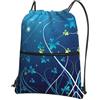 HJFCZH Zainetto con stampa a spirale con mini fiori blu, con coulisse e cerniera, leggero, per sport, palestra, impermeabile, da viaggio, per uomini, donne, adolescenti