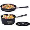 zwxqe Set Pentole E Padelle Da Campeggio Attrezzi per Stufare e Friggere | Pentola E Padella Da Campeggio Riscaldamento uniforme compatto per esterno, camper, trekking, picnic, famiglia e coppie