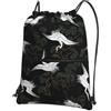 WHJSSF Zaino con cerniera e coulisse con stampa giapponese con gru e pino, leggero, impermeabile, con tasca frontale e organizer interno, perfetto per viaggi, yoga ed escursioni