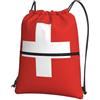 HJFCZH Zaino con stampa della bandiera svizzera con coulisse e cerniera, leggero, impermeabile, per viaggi, sport e yoga, copertura pieghevole durevole con tasca frontale