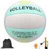Foreverup Pallavolo ufficiale taglia 5, beach volley, morbido e impermeabile, con aghi per pompa, pompa, borsa a rete, borsa per pallone, per interni, esterni, piscina, palestra, allenamento, donne