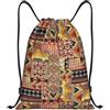 RRhgipp Zaino con coulisse in tessuto africano patchwork sport palestra zaino tasca resistente all'acqua borsa a corda donna uomo scuola, Nero , S, Classico