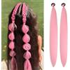 Gozill Extension per capelli intrecciati rosa, extension sintetiche a coda di cavallo con elastico, accessori per capelli alla moda per festival e rave (confezione da 2)