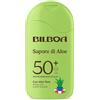 Bilboa, Sapore di Aloe, Latte Solare SPF 50+, con Profumo di Aloe Vera, Ideale per Pelli Sensibili, Texture Fresca e Leggera, Resistente all'Acqua, 200 ml