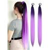 Ohobloom Hair Ombre Purple Hair Ponytail Extension With Elastic Tie For Party And Cosplay Event Hair Extensions Ponytail For Women Girls Kids Festivals, Vacations Or Daily Wear