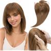 Rich Choices Frangia Clip Capelli Veri 100% Capelli Veri Natural Bangs Extension 3D 360°Hair Toppers Bang Hairtoppers Hairpieces 25cm 28g #6 Lino Scuro