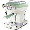 Ariete Caffè Espresso Vintage 1389, Macchina per Caffè Espresso per Polvere o Cialda ESE, 1 e 2 Tazze, Lancia Cappuccinatore, Supporto Tazze in Acciaio Inox, 15 Bar, 850W, Verde
