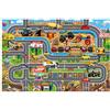 JynxtoyZeal Tappeto da Gioco Truck per Bambini, Pista di Corsa con Paesaggio Urbano e Cantiere, Tappeto Stradale Antiscivolo per Macchinine, 80x120 cm, per Cameretta, Stanza Giochi e Asilo