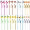 CHSZSH Confezione Da 24 Cannucce Da Cocktail Decorative a Forma Di Cartone Animato - Effetto Riutilizzabile, Curve