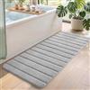 DEXI Tappeto Bagno 60 x 150 cm, Microfibra Antiscivolo, Grigio chiaro