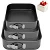 EUBSWA Stampo Quadrato a Cerniera 12/18/22 cm - Set di 3 Teglie per Torte con Rivestimento Antiaderente per Stampo, Teglie, Tortiera, Teglie per Dolci