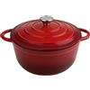 Chiluxendo 25 cm Pentola in Ghisa, Casseruola con Coperchio, Casseruola Smaltata per Adatta a Tutti i Piani Cottura, Cocotte in Ghisa per Stufato e Arrosti Lenti(Rossa)