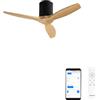 CREATE / WINDCALM S/Ventilatore da soffitto ABS nero pale effetto legno chiaro con Wifi e telecomando / 40W, Silenzioso, Ø112 cm, 6 velocità, temporizzatore, funzione estate-inverno
