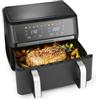 GOURMETmaxx AirGenius Friggitrice ad aria calda, 10 l, 2 x 5 l, camera Airfryer Vario, friggitrice con 10 programmi e touch screen, friggitrice ad aria calda 2 camere, 2 cibi contemporaneamente, per 8