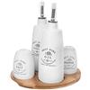 orion group Set spezie Menage Porcellana con vassoio in legno di bambù Sweet Home Collection per olio e aceto, sale pepe