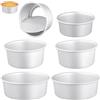 JEUIHAU Set di 6 teglie rotonde da 10,2 cm, 15,2 cm, 20,3 cm, in lega di alluminio, antiaderenti, con fondo rimovibile, per Natale e tutti i giorni