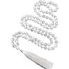 INFINITY GEMS Mala di selenite AAA naturale, Collana di preghiera, Mala tibetano, Mala annodato, Collana di selenite, Perline Mala da 8 mm, Mala di selenite da 108 perline, Yoga, Mantra Mala, Japa Mala