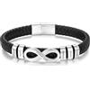 Amsgedhie Bracciale Personalizzato in Pelle PU per Uomo Infinito Bracciale con Inciso per Papà o Amici Regalo Festa del Papà, San Valentino (Argento-5)