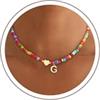 SLOONG Collana di perle con lettere colorate per ragazze, donne, bambini, idea regalo per adolescenti, ragazze, fatta a mano, boho perline con lettere, collana con nome personalizzata, idea regalo