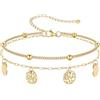 FOCALOOK Cavigliera Donna Argento/Oro/Nero Acciaio Inox, Catena a Strati Perla/Serpente/Maglietta, Gioielli Estate