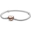 PANDORA Icons Bracciale in argento con chiusura a forma di cuore placcata in oro rosa 14k, 17