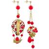 Lebole Maison Lebole Orecchini Donna, Orecchini Donna Pendenti Eleganti e Leggeri, con Tessuti di Antichi Kimono Giapponesi, Pietre Naturali e Ottone Galvanizzato Oro, Gioielli Donna Artigianali Made in Italy