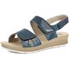 inblu Sandali Donna con Tripla Chiusura a Strappo Regolabile e Strass, Plantare in Vera Pelle