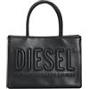 Diesel Borsa a mano nera da donna con logo in rilievo UNI