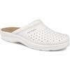 Fly Flot | Man Professional, Zoccoli Sanitari Uomo, Ciabatta con Tomaia in Pelle, Sottopiede imbottito in Pelle Antishock, Bianco, 40
