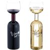 Relaxdays Bottiglia con Bicchiere da Vino, Calice Gigante in Vetro XL, Scritta Divertente, Regalo, 750 ml, Trasparente