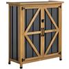 VEVOR Capanno da Giardino 86 x 95 cm in Legno e Metallo Chiudibile a Chiave, Armadietto Esterno Impermeabile con Ante e Tetto Inclinato, con Ripiano e Pavimento, Colore Nero e Marrone, per Attrezzi