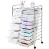 VEVOR Carrello Multiuso con Cassetti Organizer a Doppia Fila con 15Cassetti, Carrello Portaoggetti, Telaio in Acciaio Cromato, Ruote Girevoli a 360° con 2 Freni, Ideale per Ufficio, Garage e Studio