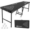 VEVOR Tavolo da Beer Pong Portatile da 2,4 m, Tavolo Pieghevole Rialzato da 91 cm Maniglie per Trasporto e 6 Palline da Pong, Leggero per Portellone Posteriore Auto per Viaggio, Campeggio, Nero