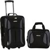 Rockland Set di valigie verticali Softside moda, nero/grigio, 2-Piece Set (14/19), Set Bagagli