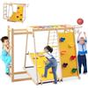 HOMASIS 6 in 1 Arrampicata per Bambini, Palestra con Scivolo Doppia Faccia, Rete, Scala, Canestro da Basket, Parete da Arrampicata e Barre da Scimmia, per Bambini da 3+ Anni (Colorato)