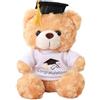 Joyesplay Orsetto di Laurea con Cappello da Dottore, 23 cm Orso di Laurea come Regalo di Laurea, Regalo di Diploma e Regalo di Fine Studi per Esame Superato o Cerimonia di Laurea (Bianco)