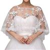 Ayliss Scialli da sposa in pizzo da donna, coprispalle ricamati, bolero, coprispalle da sera, per feste, Colore: bianco., taglia unica