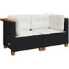 vidaXL Divani Angolari da Giardino con Cuscini 2pz in Polyrattan Nero