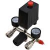 VELPAX Regolatore di pressione 1/2, Valvola di Commutazione a Pressione 180 PSI con manometro con 2 puntatori di misura da 0 a 12 bar per compressore d'aria