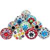 Ajuny Set da 10 Pomelli in Ceramica Multicolore Rotondi - Decorativi per Armadi, Cassetti e Ante - Maniglie per Mobili di Cucina e Bagno con Ferramenta Cromata
