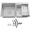 BAOCHADA 2 lavelli da incasso in acciaio inox, doppio lavello in acciaio inox 304, doppio lavello da cucina con scolapiatti, filtro dei rifiuti, 78 x 43 x 21 cm