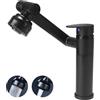 VirtuGro Rubinetto Lavello Cucina Regolazione Flessibile a 360° Caldo e Freddo Miscelatore Cucina Multifunzione 2 Spruzzo Modello Rubinetto in Acciaio Inox per Lavandino Bagno Argento/Nero (Nero)
